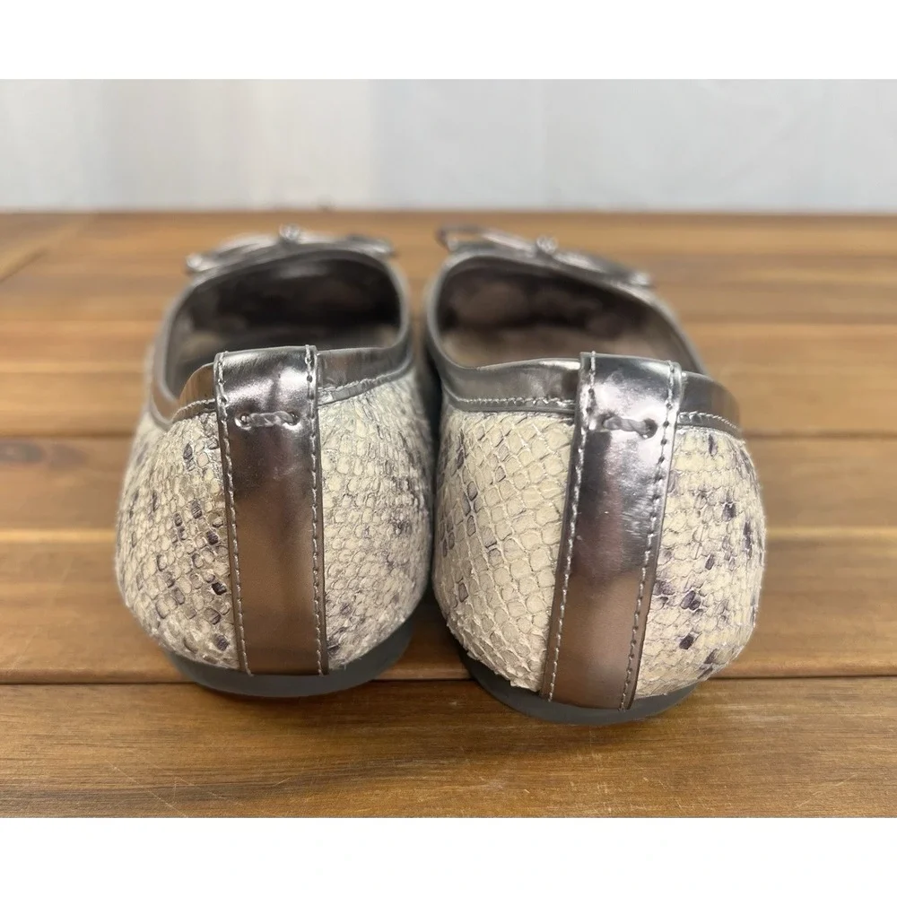 Tory Burch Snakeskin Print SZ 8 Women's Leather Cap-Toe Flats Shoes